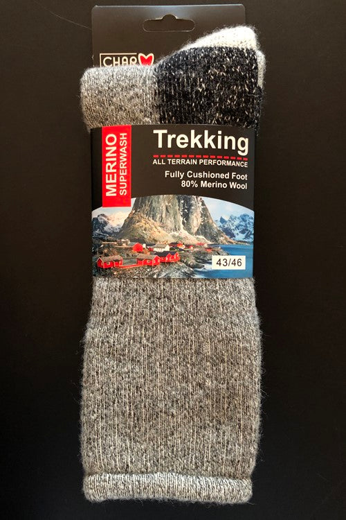 02 - Grey Trekking Socks - 80% Merino Wool