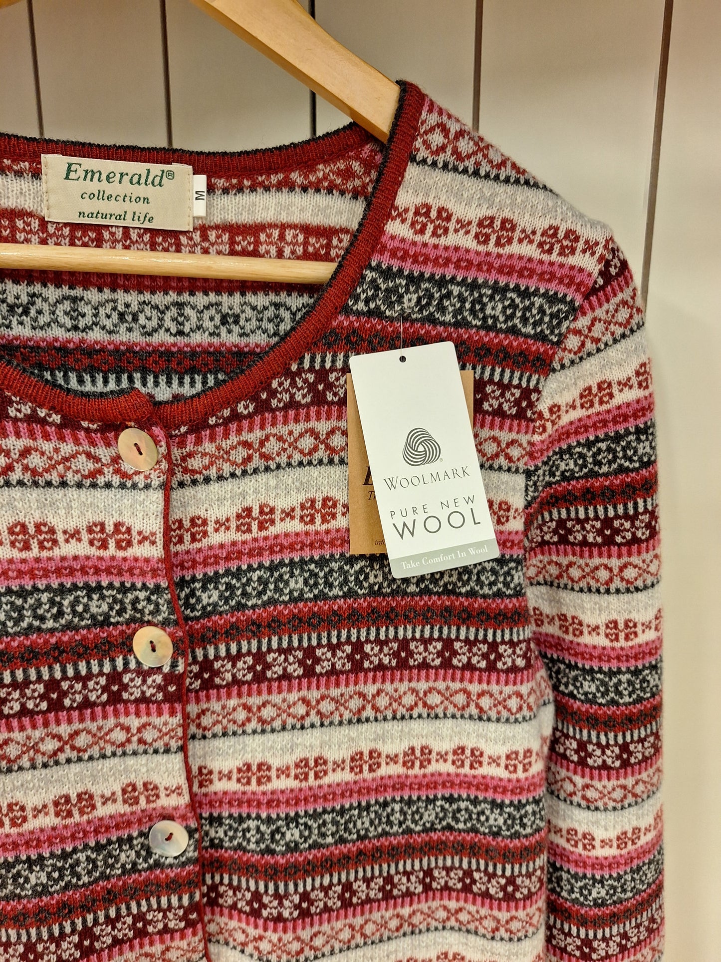 Emerald Grano Jacquard Cardigan - Red