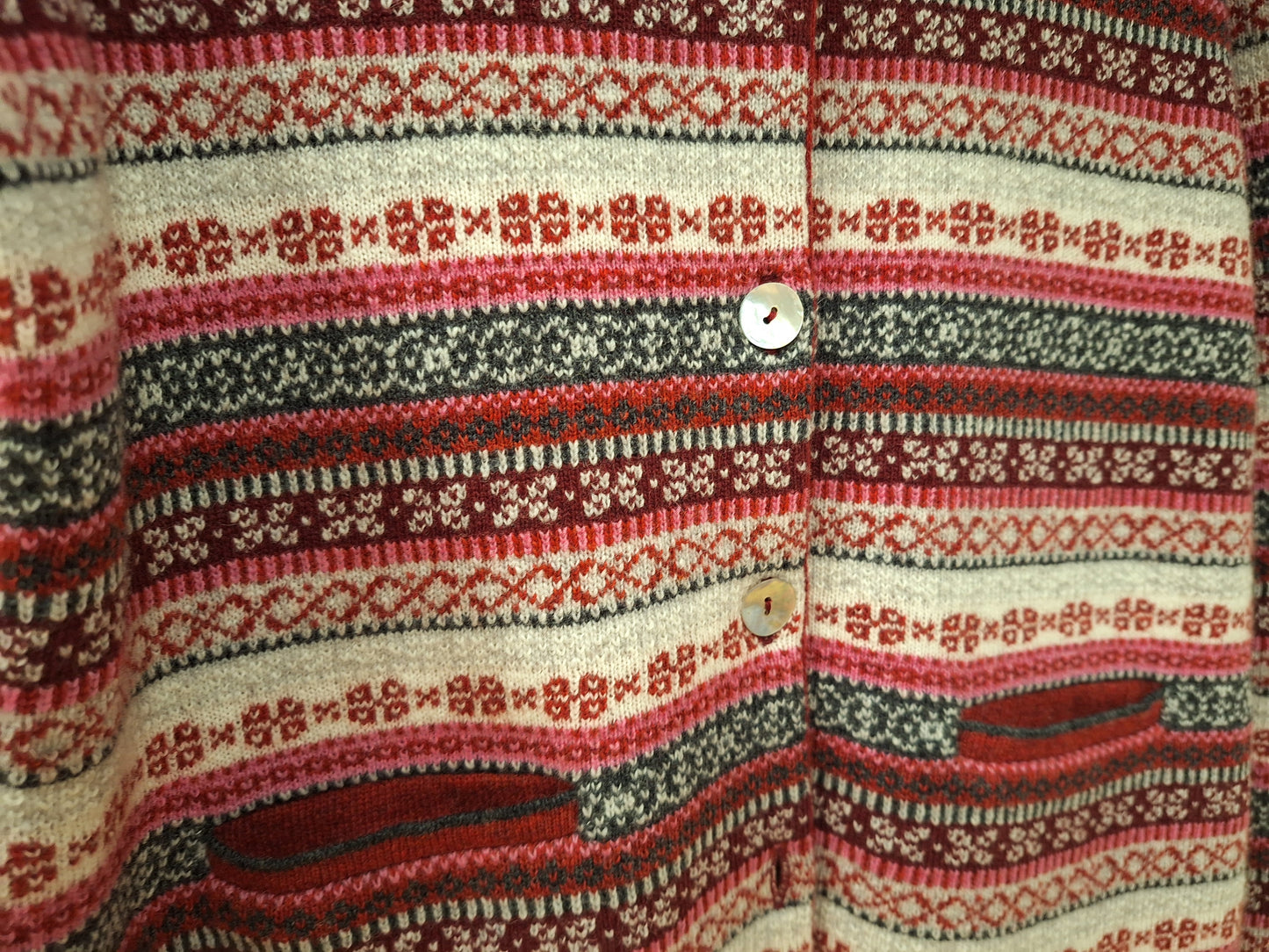 Emerald Grano Jacquard Cardigan - Red