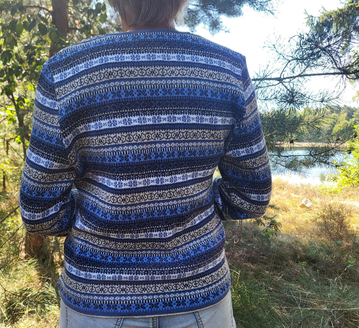 Emerald Grano Jacquard Cardigan - Light Blue