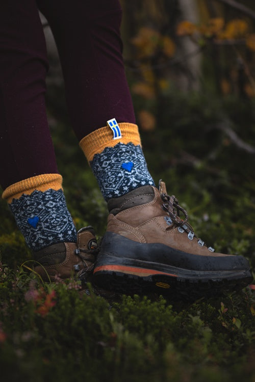 45 - Sweden - Ochre Cobalt Socks - 70%Wool