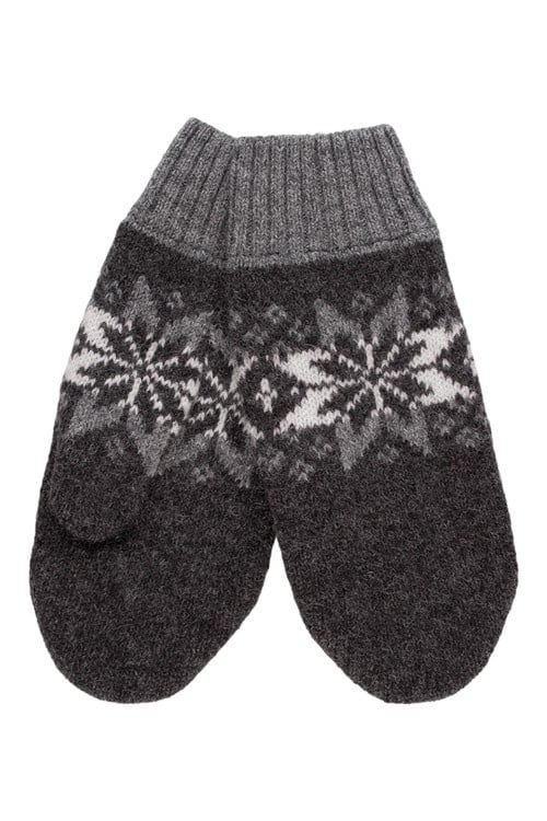 V4205F-A227 Norwool Fleece Lined Snowflake Mittens - Antracite