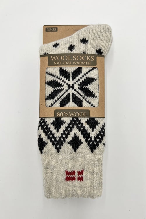 106 - Denmark - Ecru Socks - 80%Wool