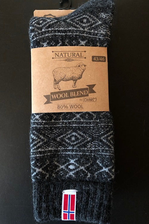 10B - Norway - Antracite/Ecru Socks - 80%Wool