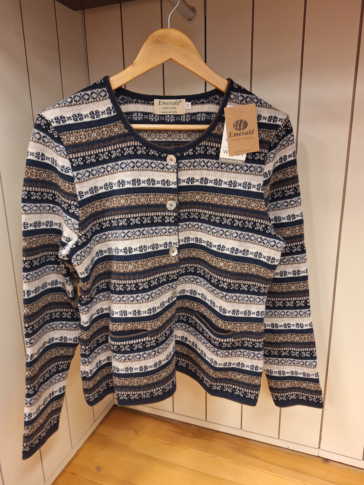 Emerald Grano Jacquard Cardigan - Navy