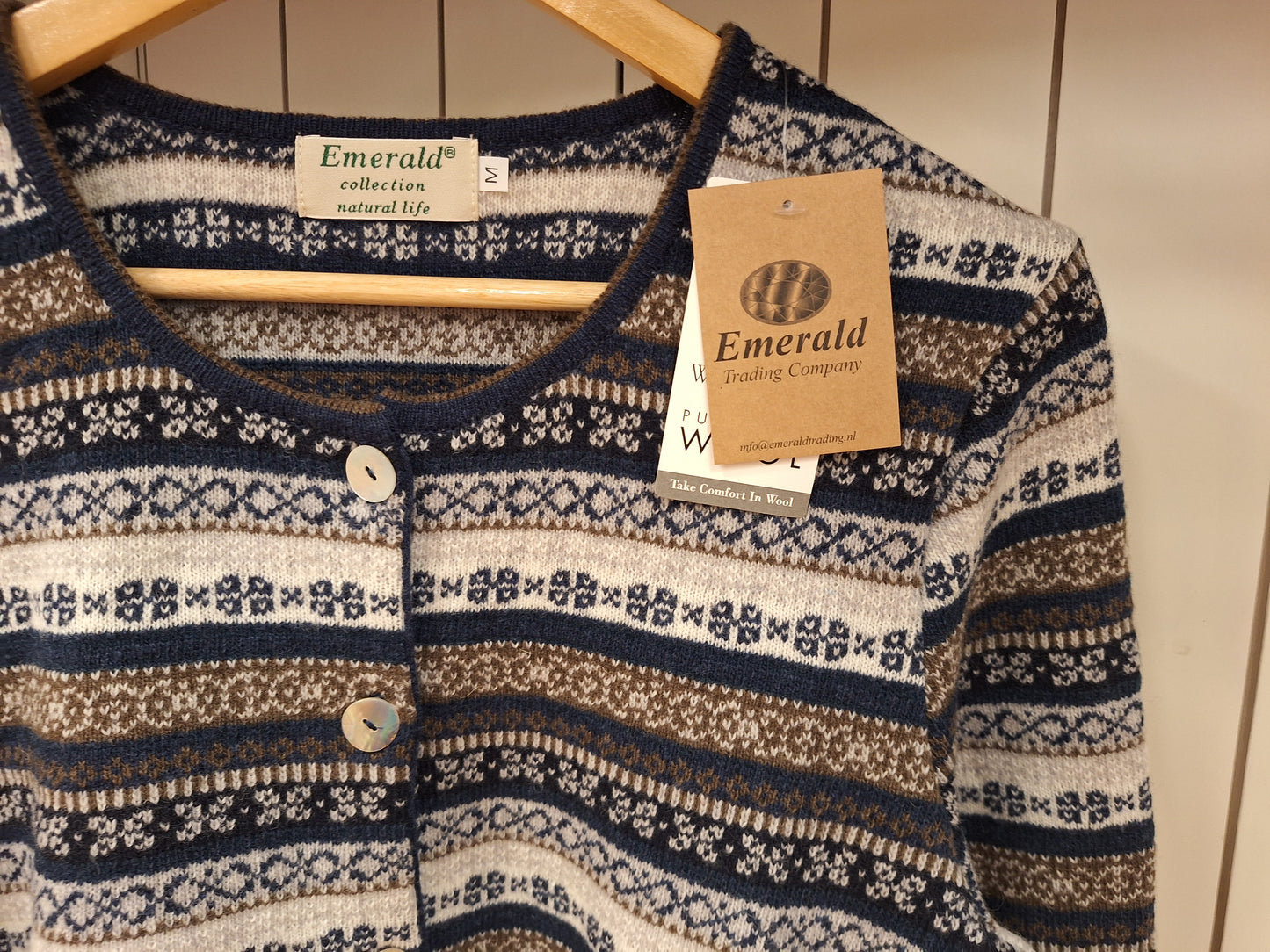 Emerald Grano Jacquard Cardigan - Navy