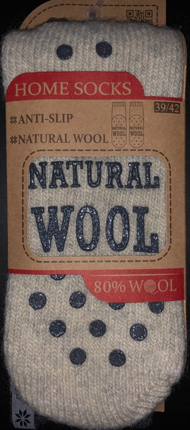 41 - Eskimo Anti-Slip - Ecru Socks - 80%Wool