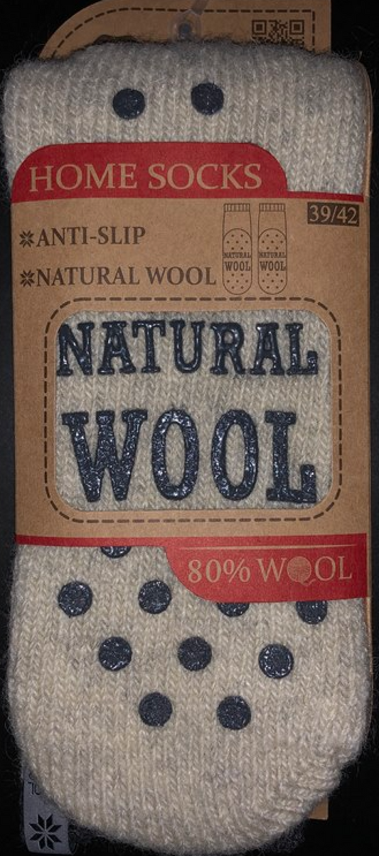 41 - Eskimo Anti-Slip - Ecru Socks - 80%Wool