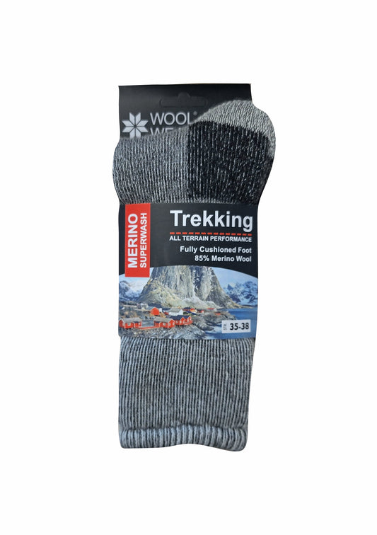 02 - Grey Trekking Socks - 80% Merino Wool