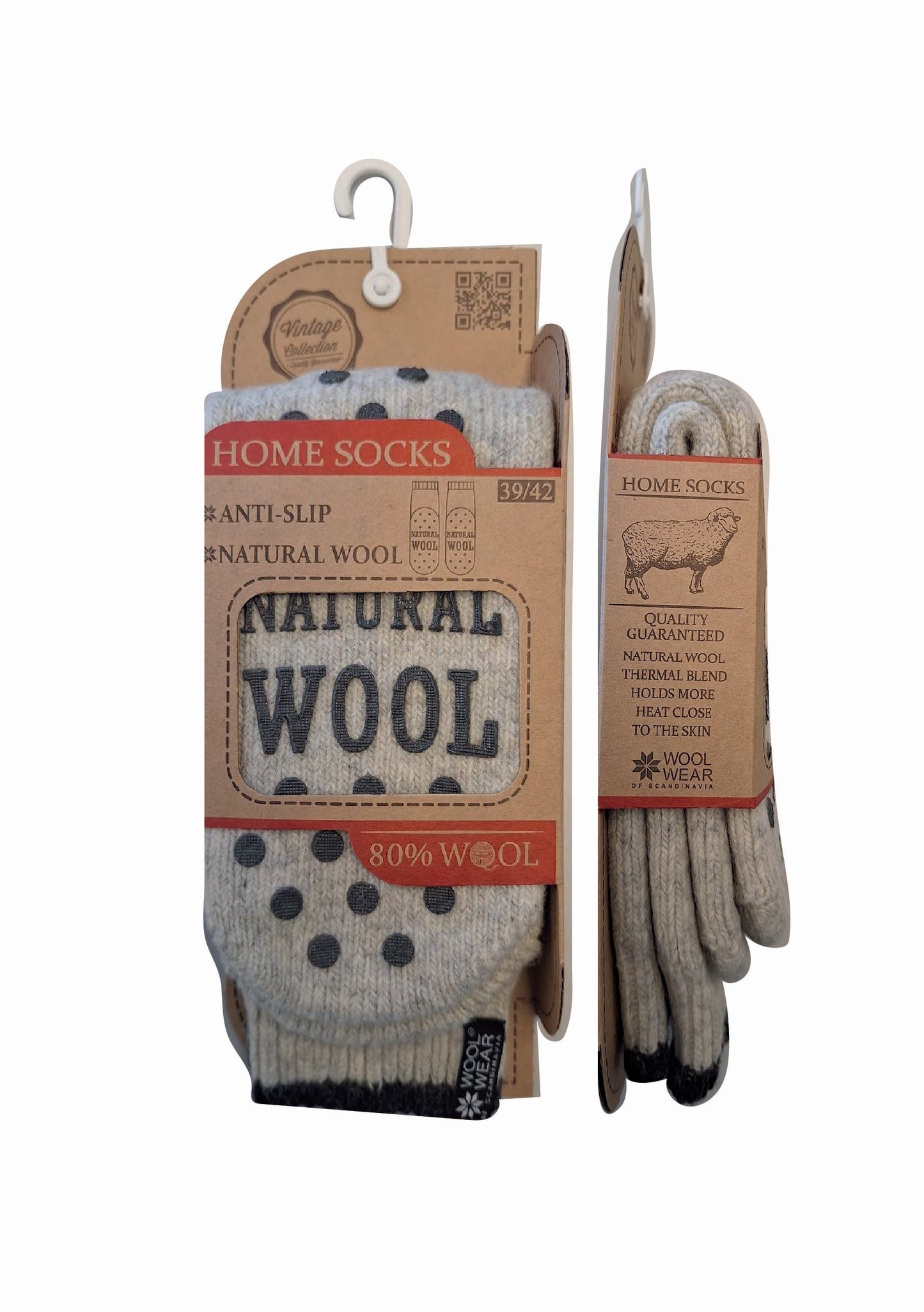41 - Eskimo Anti-Slip - Ecru Socks - 80%Wool