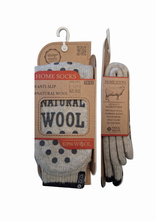 41 - Eskimo Anti-Slip - Ecru Socks - 80%Wool