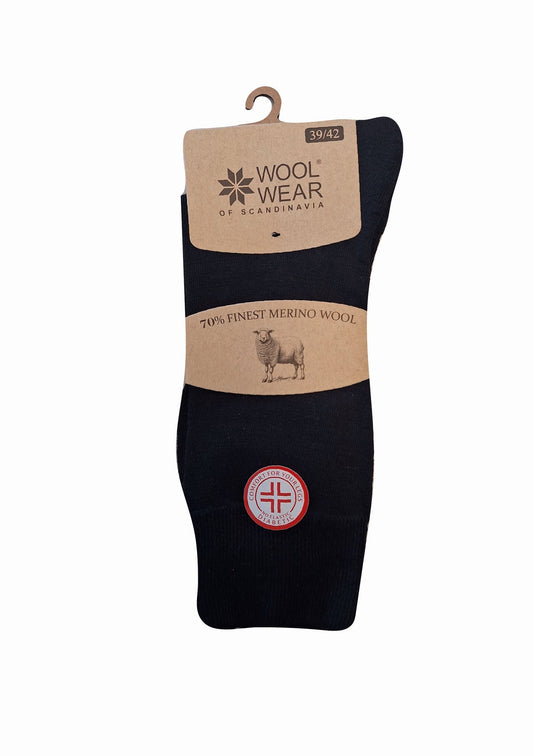 94 - Black - Comfort Diabetic Socks - 70% Finest Merino Wool - No Elastic