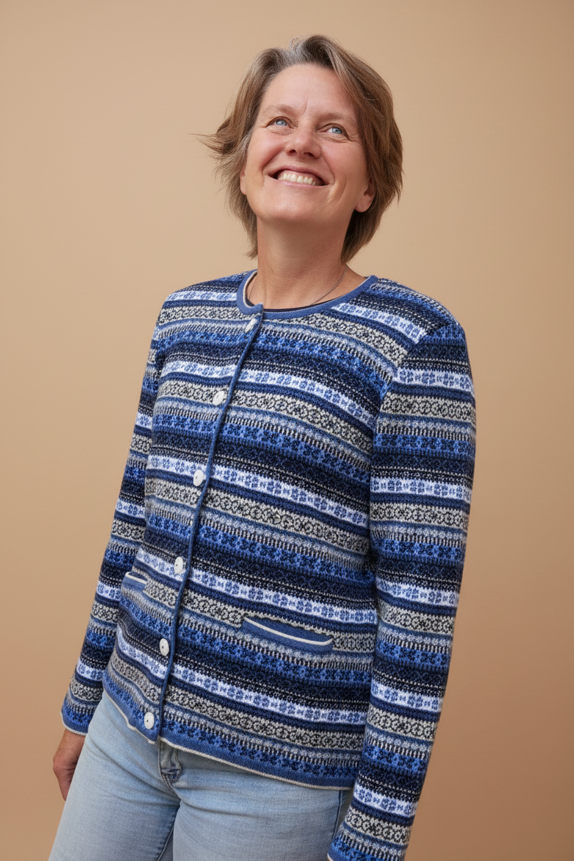 Emerald Grano Jacquard Cardigan - Light Blue